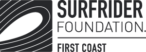 Blue and white logo featuring a stylized wave and the text 'First Coast Chapter', representing the Surfrider Foundation.