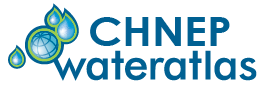 Logo for Water Atlas CHNEP, featuring stylized waves and text, related to coastal water quality monitoring Florida.