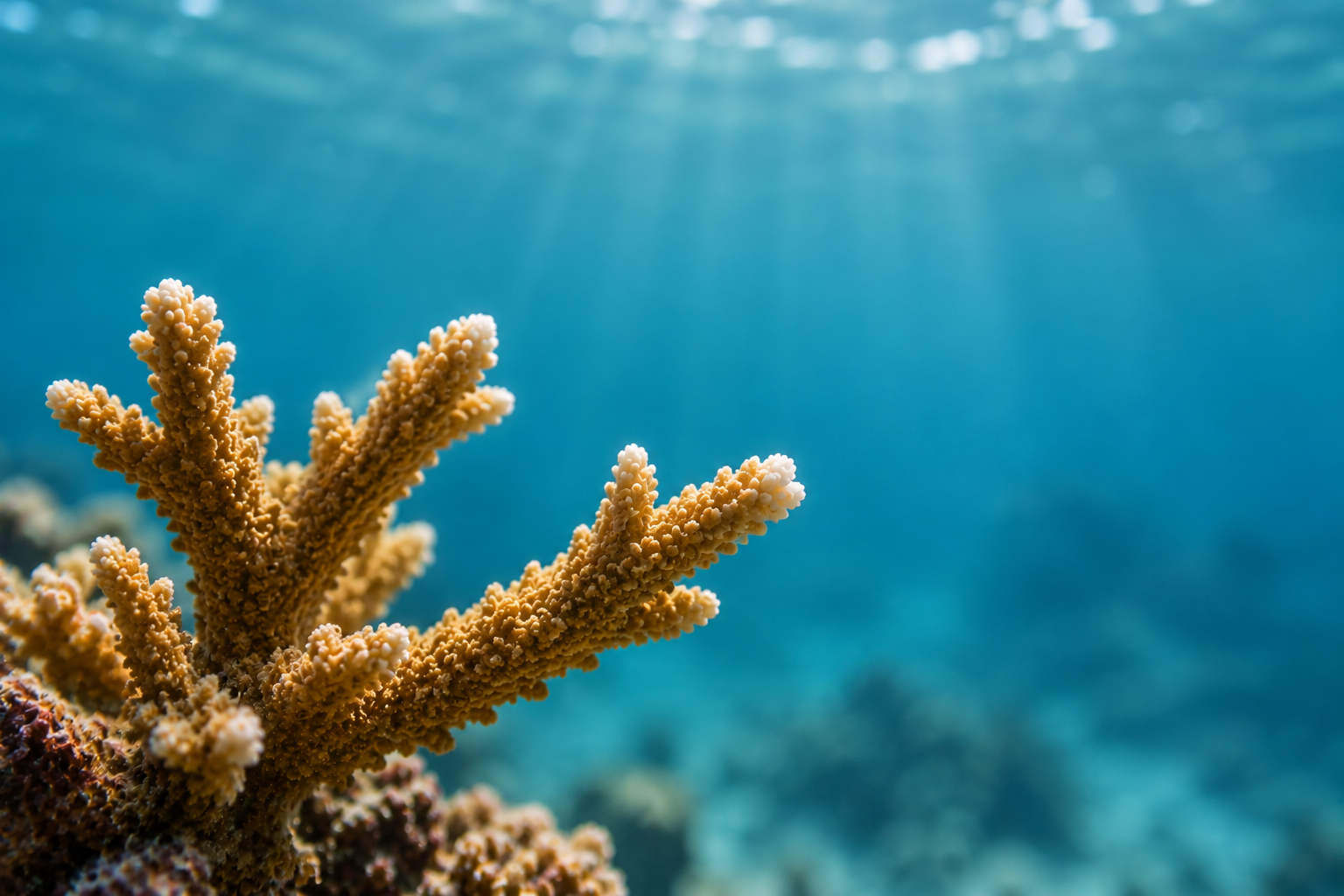 A vibrant coral reef underwater with diverse marine life, highlighting the impact of Florida coral restoration funding cut.